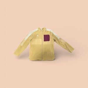 Adidas Women’s Camel colored Jacket with Burgundy Accent/velour leggings set